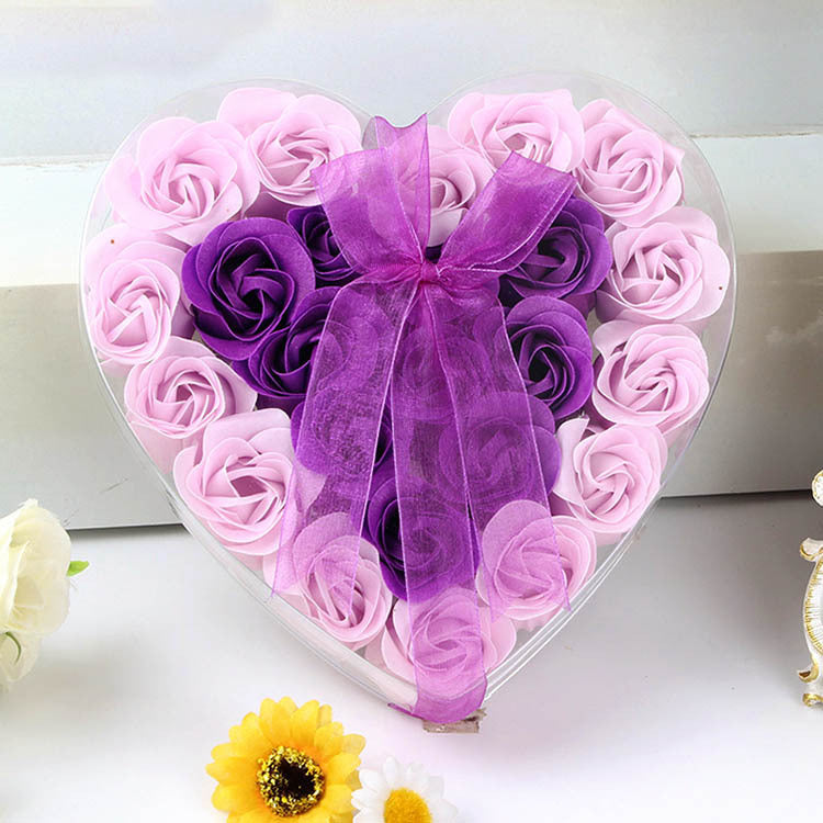 Rose-scented soap heart-shaped gift box